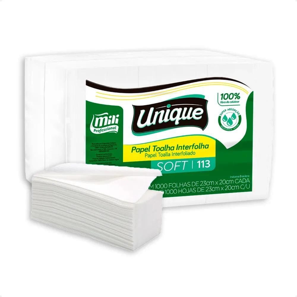 Papel Interfolha Mili Soft 20 X 23 Cm Duas Dobras 1000 Folha