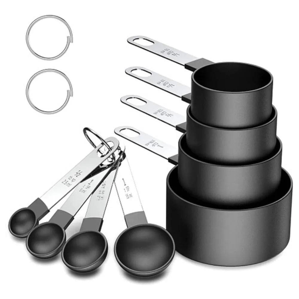 Medidor Culinário Inox Colher Copo Xícara Cozinha Cor Preto