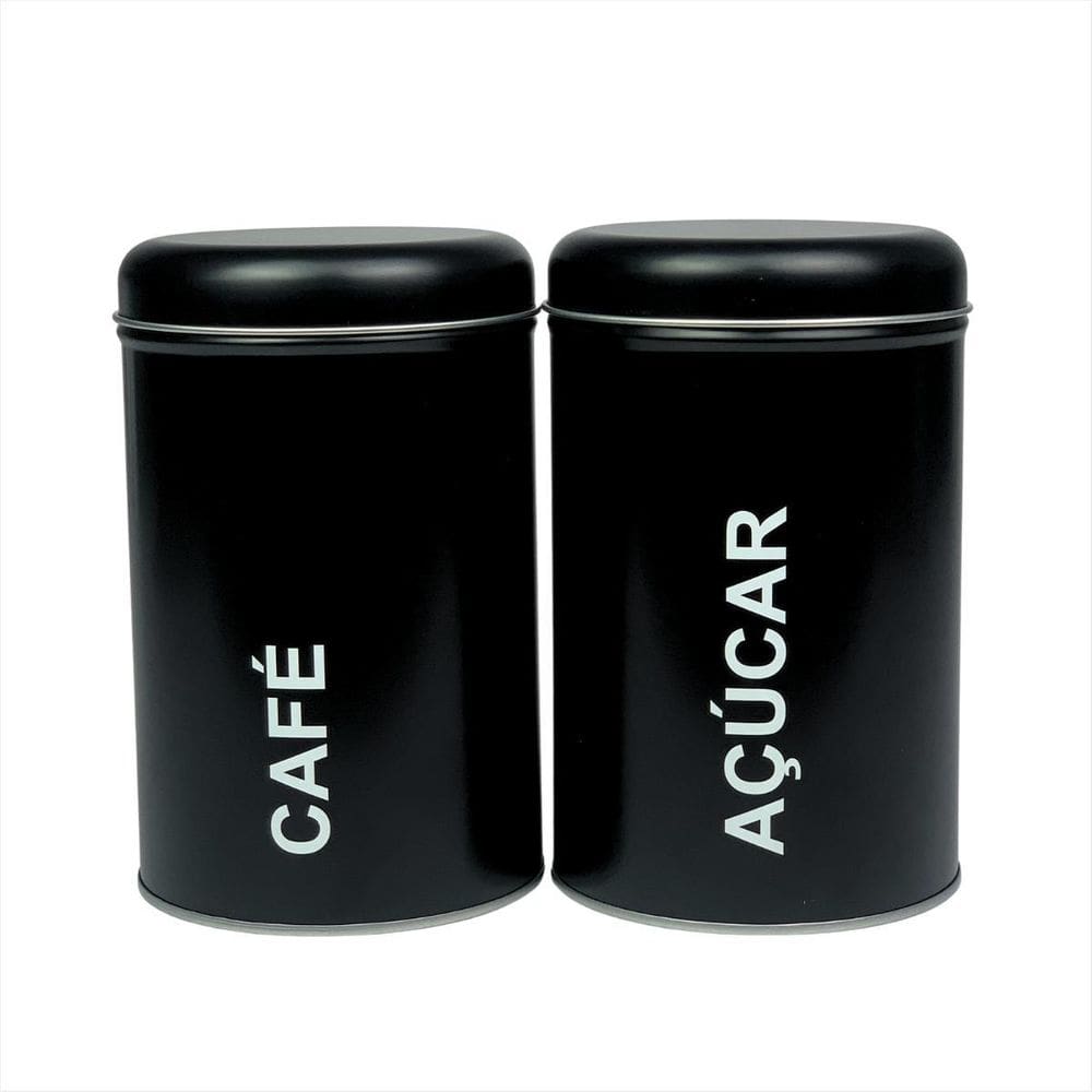 Potes Guarda Alimentos Preto Açucar Café Porta Mantimentos