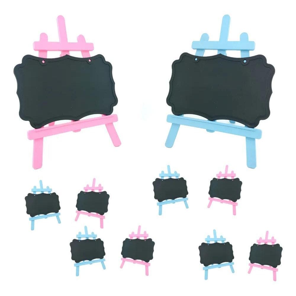 10 Mini Lousa Giz Caneta Quadro Negro Cavalete L Chá Revelaç