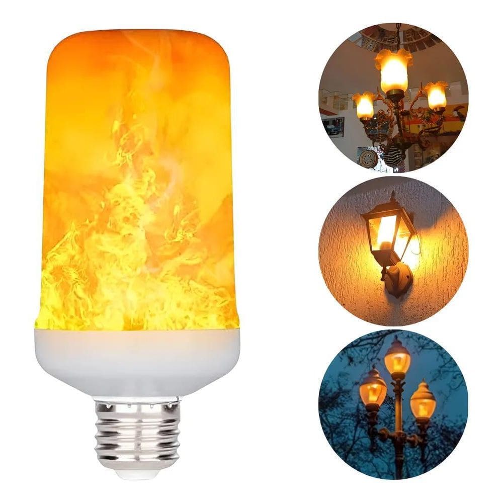 2X Kit 2 Lâmpada Led Efeito Tipo Fogo Chama Decorativa Bivol