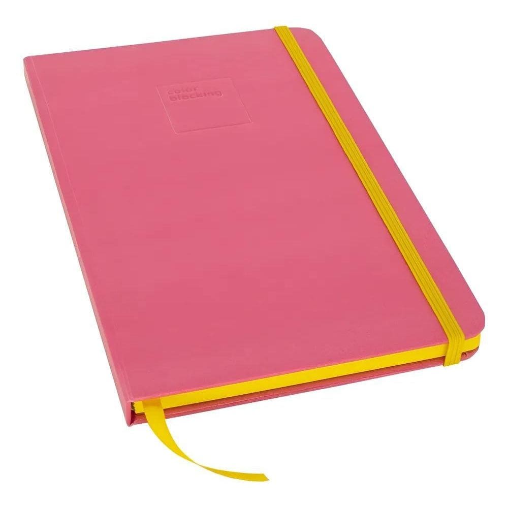 Caderno Sketchbook Capa Verde Com Lateral Roxa Pontilhada