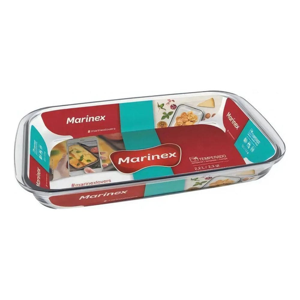10X Travessa De Vidro Marinex Retangular Média 2,2 Litros N