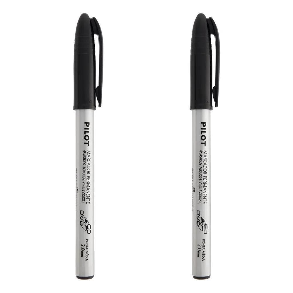 2 Canetas Permanente Para Plaquinhas Identificação Pla Preto