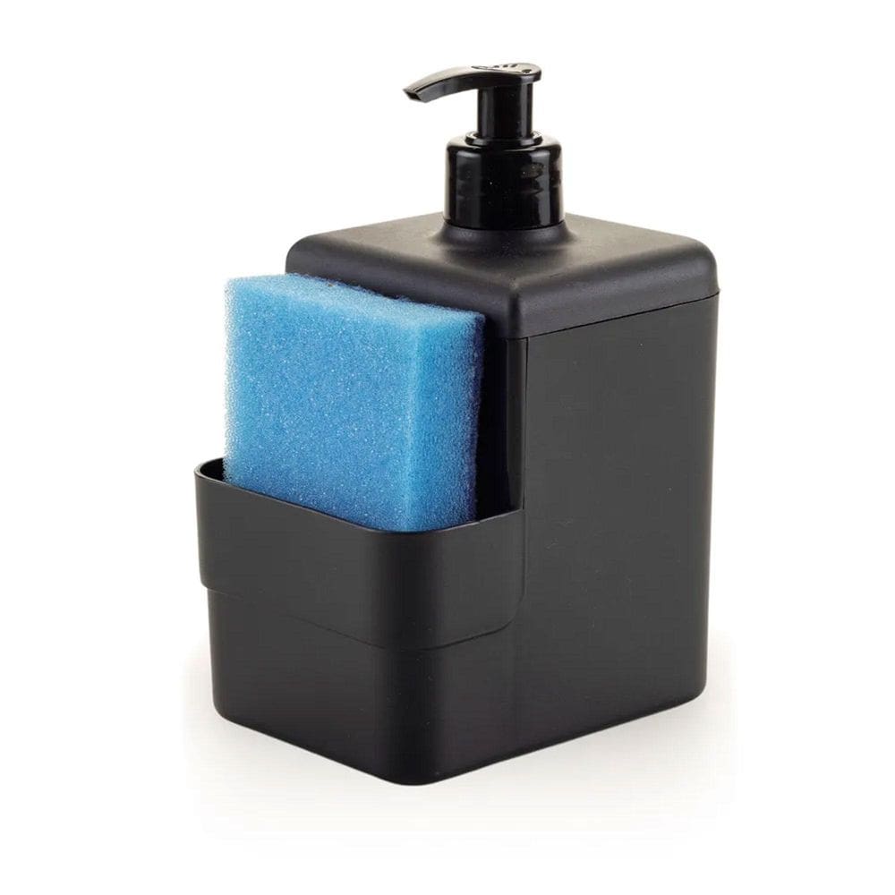 Dispenser De Detergente Líquido Porta Esponja Pia - Preto