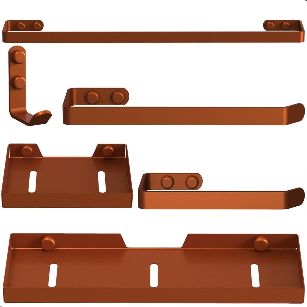 Kit Acessórios Para Banheiro Rose Gold 6 Peças Plus