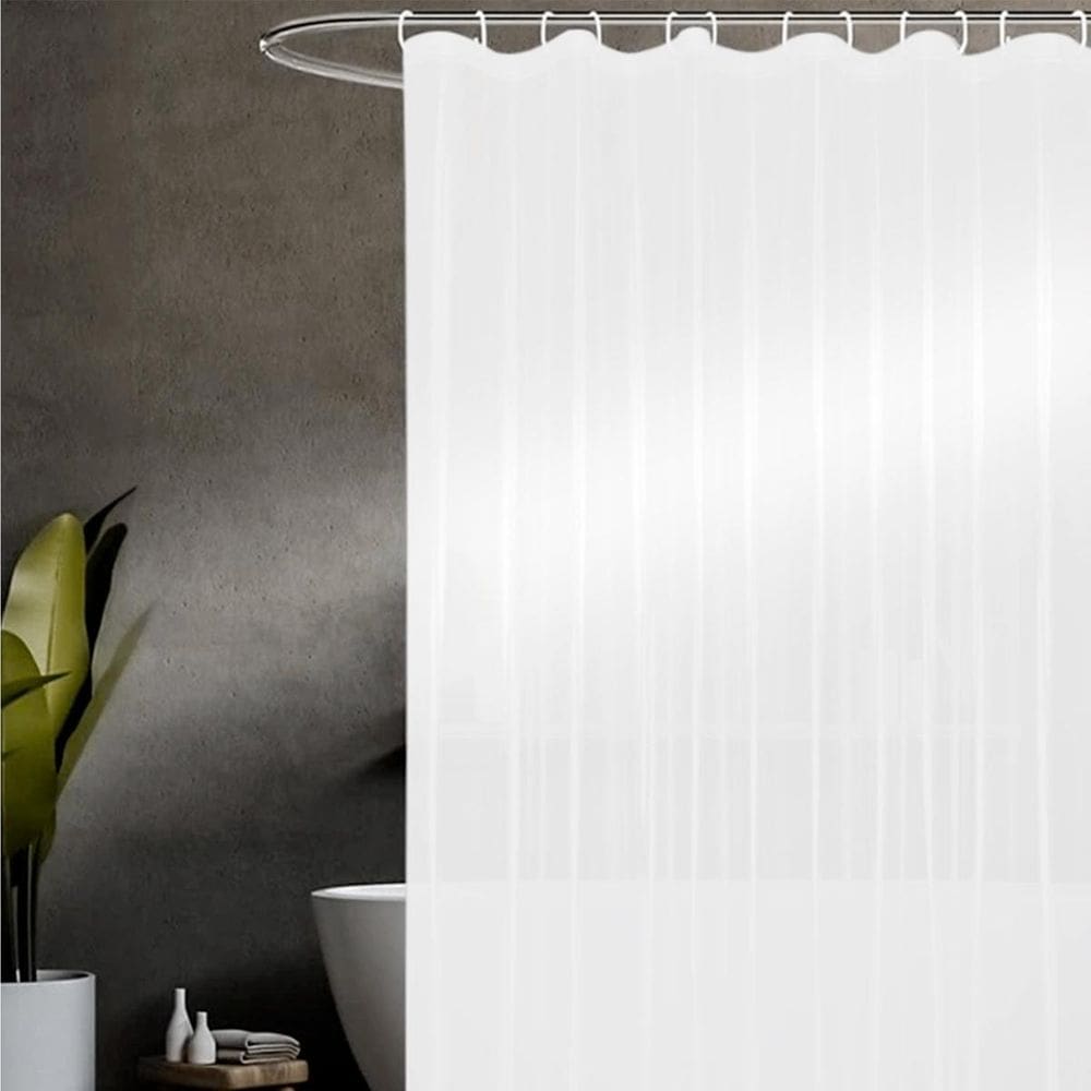 2 Cortina Box Banheiro Antimofo Ganchos 180X200 Pev Ls Br