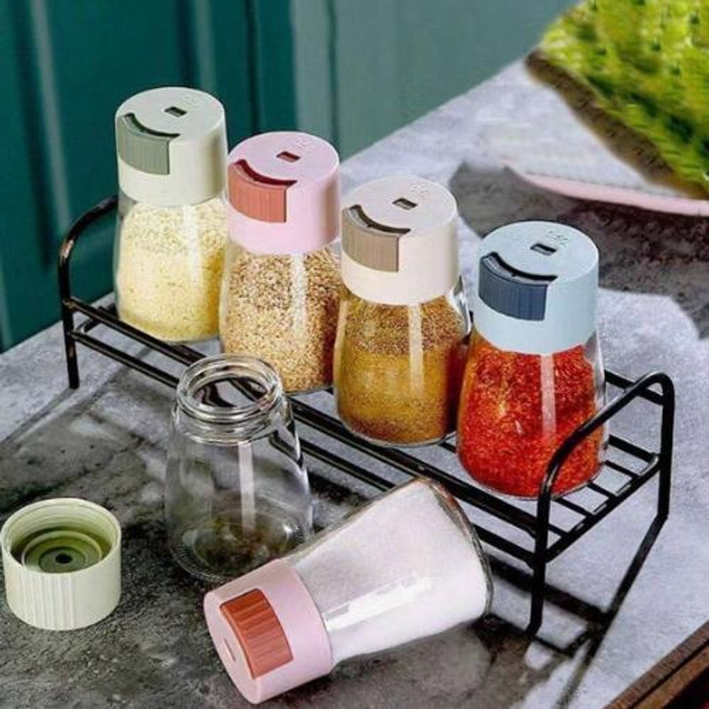 Porta Sal/Temperos De Vidro Com Tampa Plástico