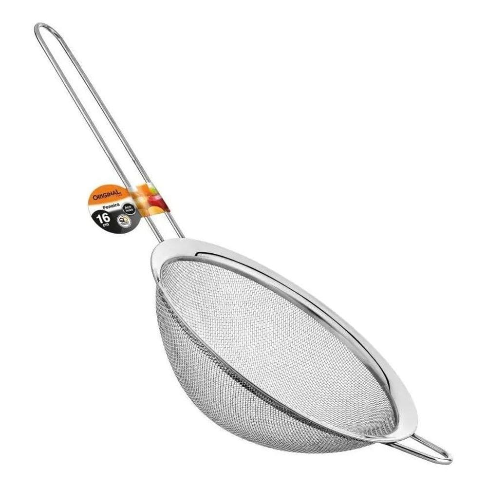 10X Peneira Coador Em Metal Inox 32X16Cm Line