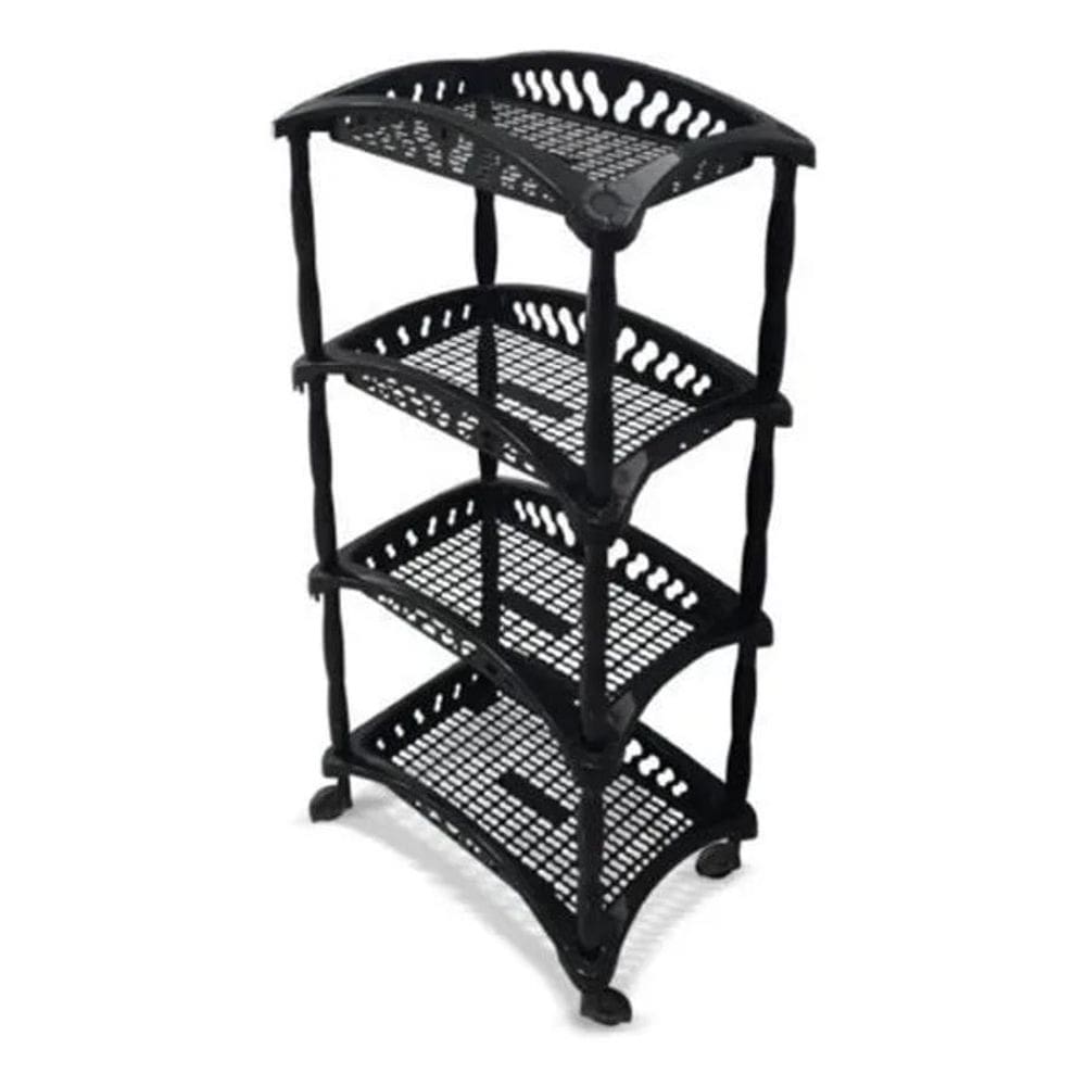 3X Fruteira Chão Plástico Cesto Organizador 4 Andares