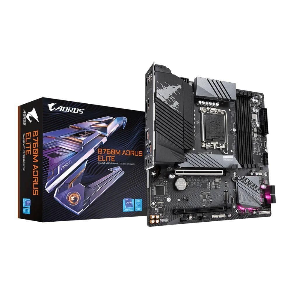 Placa-Mae Gigabyte B760M AORUS ELITE AX DDR5 LGA1700 Wi-Fi 6E Micro ATX