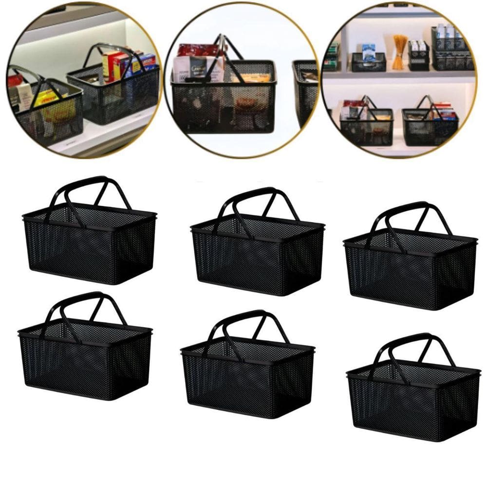 Kit 6 Cesto Organizador Com Alça Retangular Caixa Multiuso