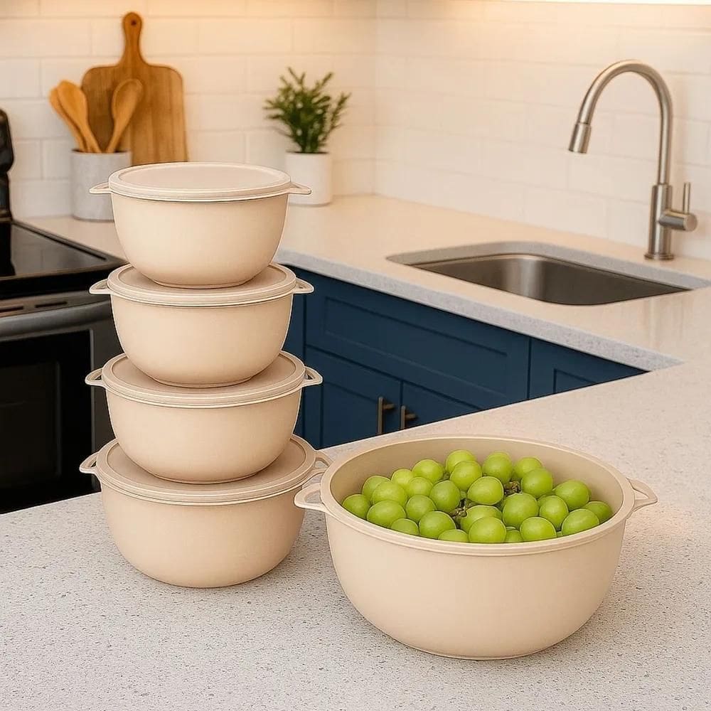 Kit 5 Potes Plastico Redondos Bowl Livre Bpa