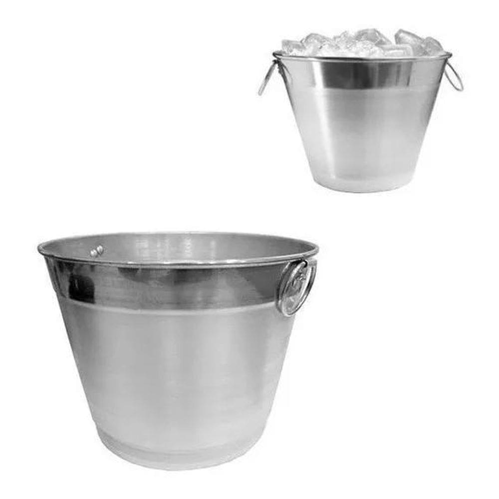 2X Balde De Gelo E Cerveja 7 Litros Alumínio Puro Reforçado