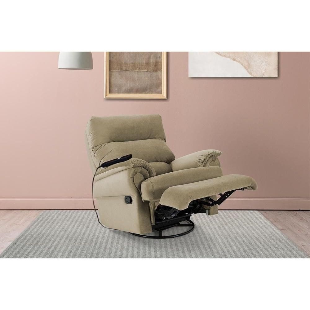 Poltrona Reclinável C- Massagem P- Sala Mh 1217 Two Way Suede Bege - Herval