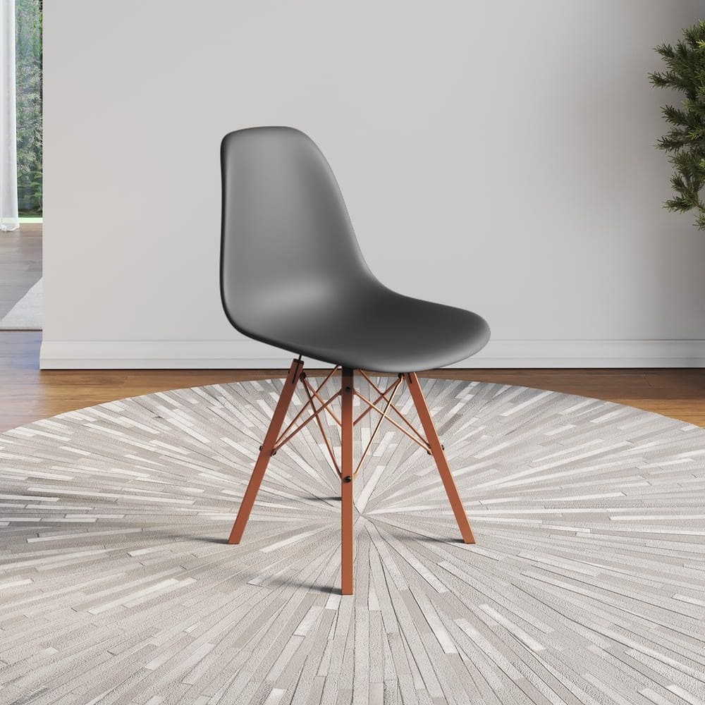 Cadeira Eames Estilo Moderno em Ferro Cobre com Assento Cinza
