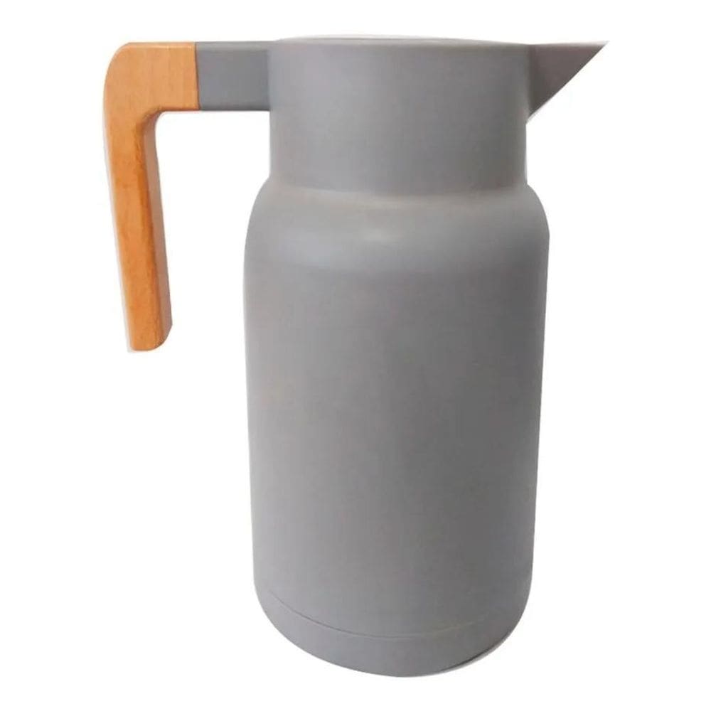 Garrafa Térmica Cabo Madeira Wood Fashion Cinza 1L Termopro