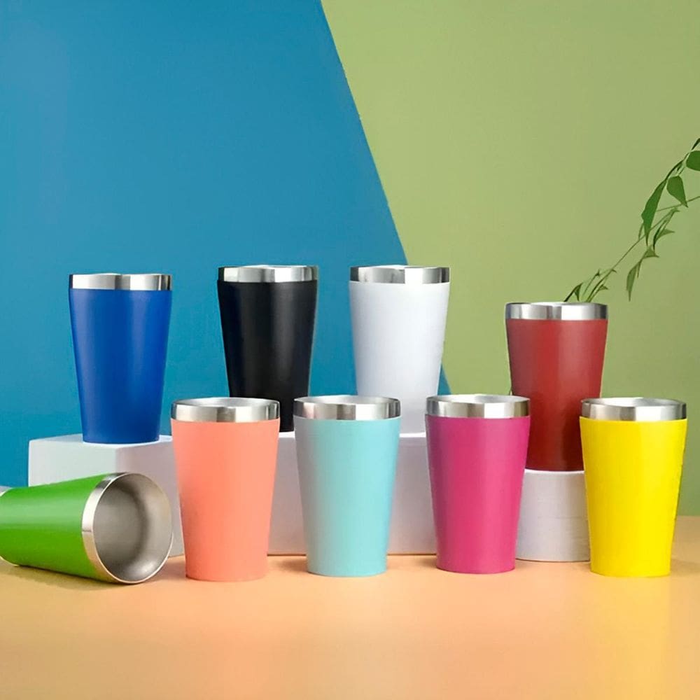 Mini Copo Térmico Tulipa Cerveja Inox 120Ml Amarelo