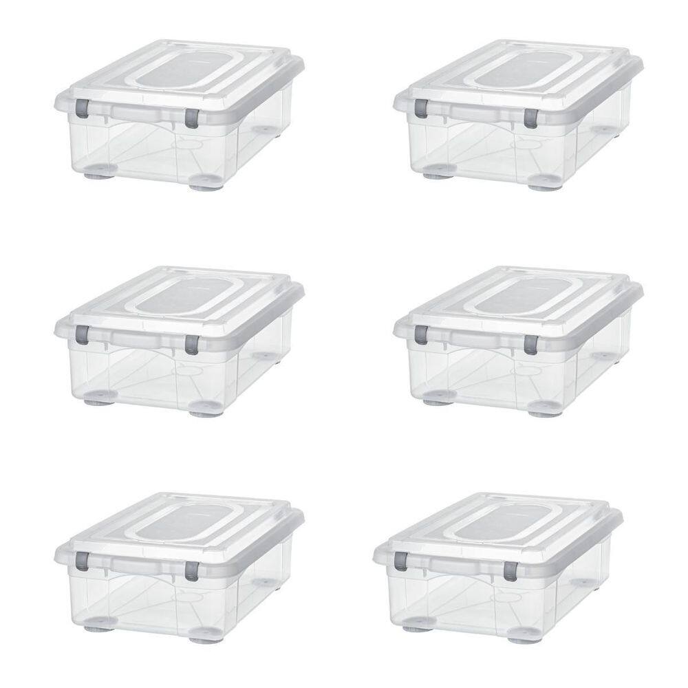 Kit 6 Caixa Plastica Organizadora 28 Litros Baixa Sanremo