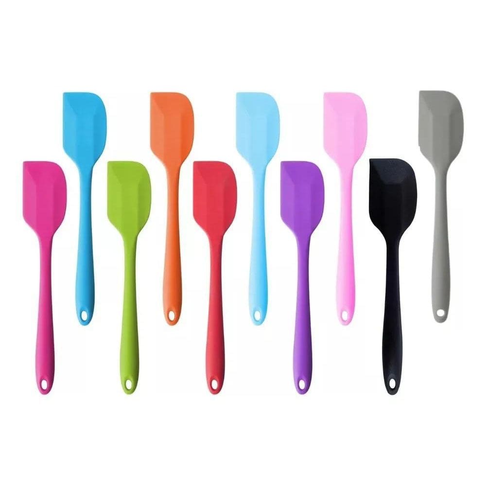 10X Kit 3 Espatulas De Silicone Linha Color Reforçada 27 Cm