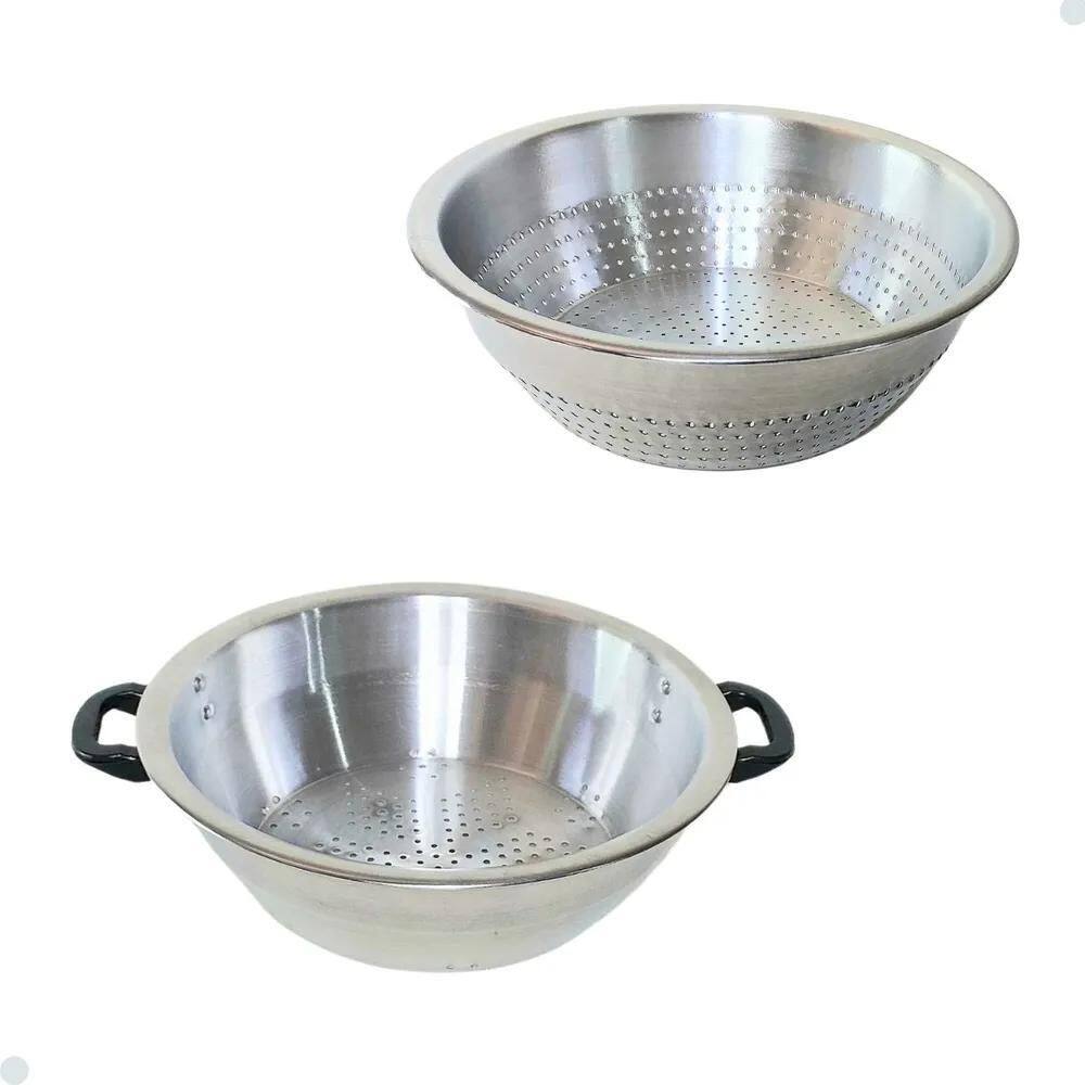 2X Kit Escorredor Lavador De Macarrão E Arroz Em Alumínio 2