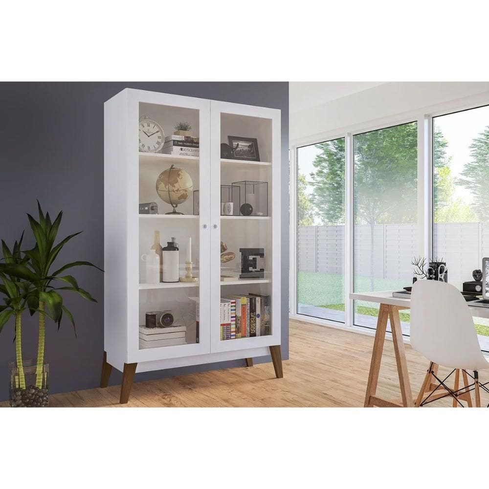 Cristaleira Sala Jantar Jamaica c/ 2 Portas c/ Vidro Branco - Genialflex