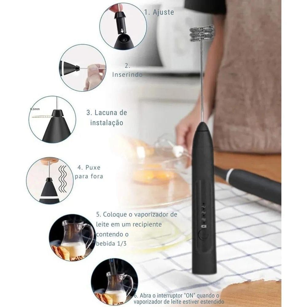 Mini Mixer Elétrico Misturador De Bebidas 2 Em 1 Portátil Co