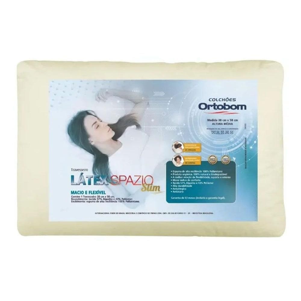 Travesseiro Látex Spazio Slim 38x58 - Ortobom
