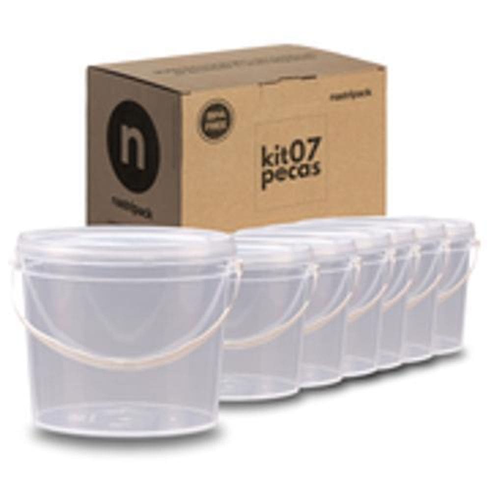 Balde Transparente De 2.2 Litros - Kit 7 Pçs