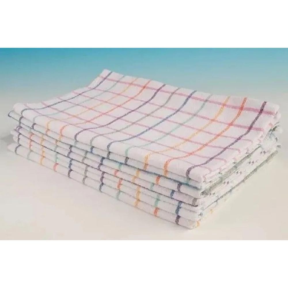 2X Kit 5 Panos De Prato  Copa  Xadrez 100% Algodão Cor Branc