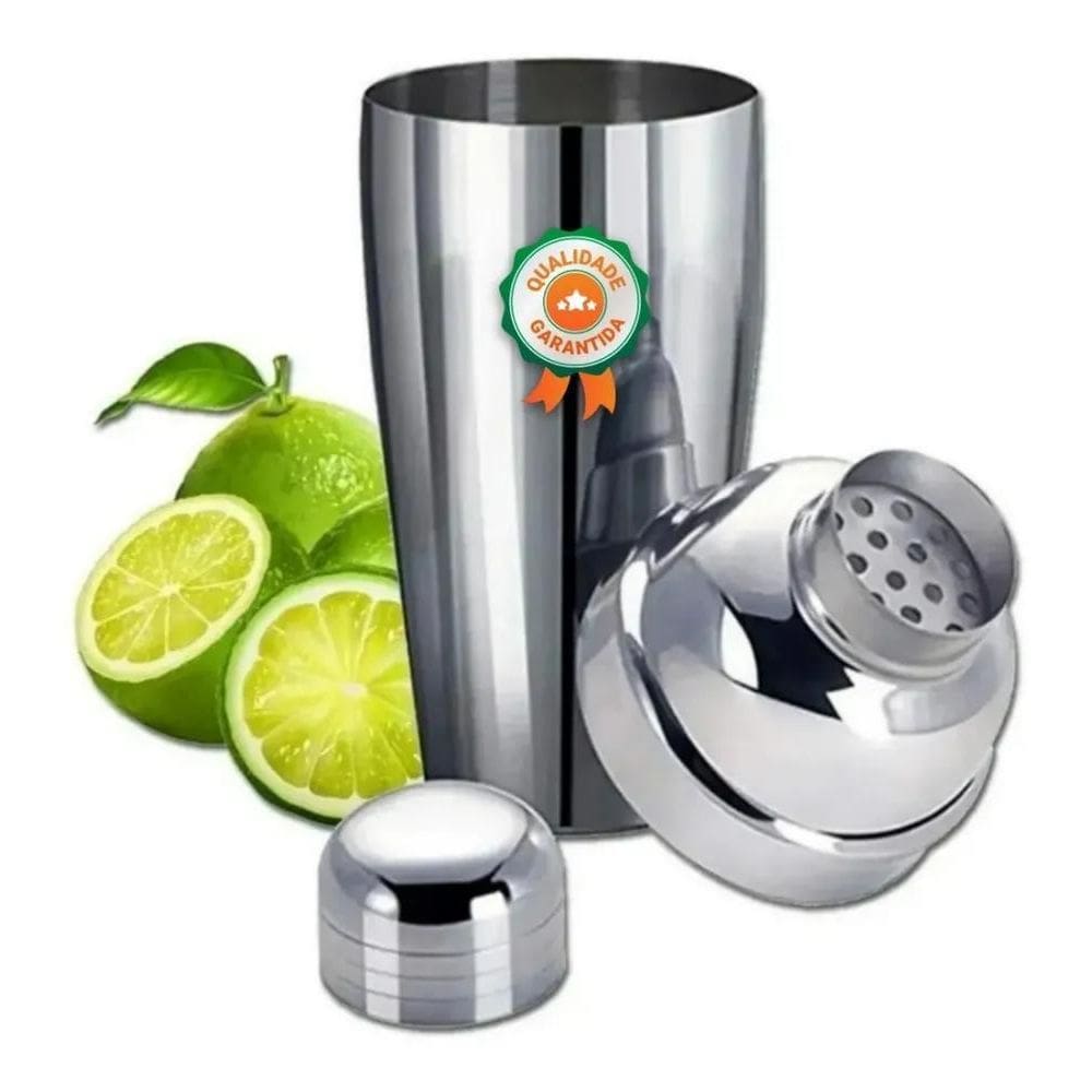 2X Coqueteleira Inox 500Ml Reforçada C Dosador E Filtro Prem
