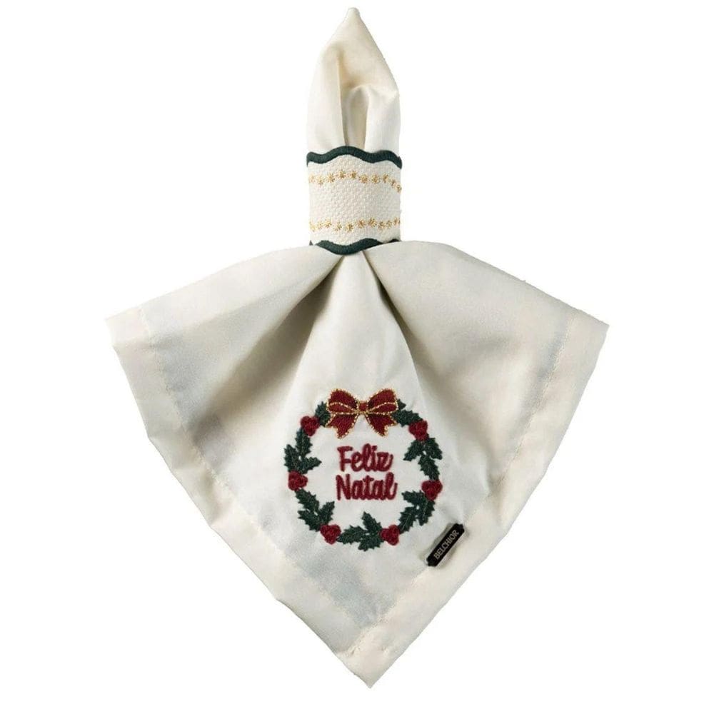 Guardanapo Natalino Bordado Verde155 40Cm 2Und