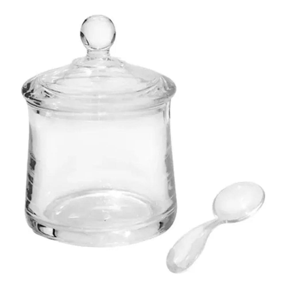 Pote Acrílico Com Tampa E Colher Para Mesa Lindo Design Café