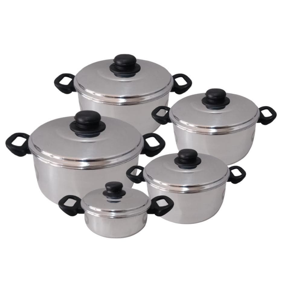 Jogo De Panelas Alumínio Conjunto Caçarolas Polido 5 Peças