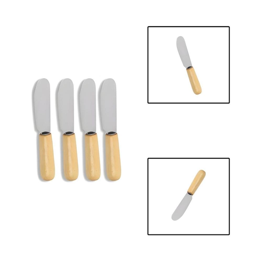 Kit Espátulas Inox Cabo Madeira Patê Manteiga Geleia 4 Peças