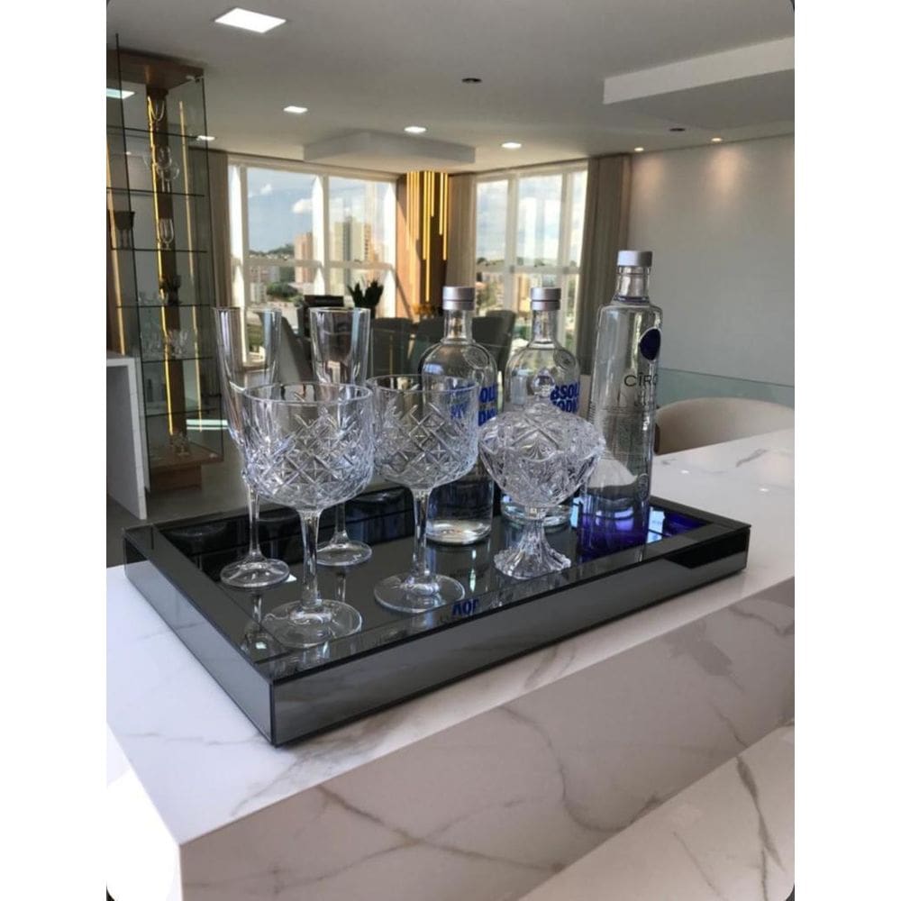 Bandeja Espelhada Fumê Decoração Casa 50X30