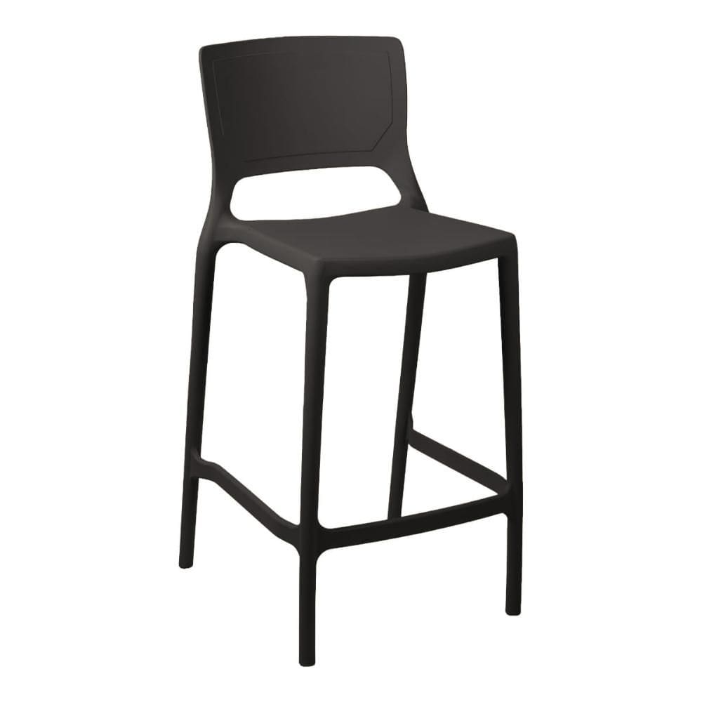 Banqueta Alta Cozinha Grafite Empilhável Urano em Polipropileno Acrilys