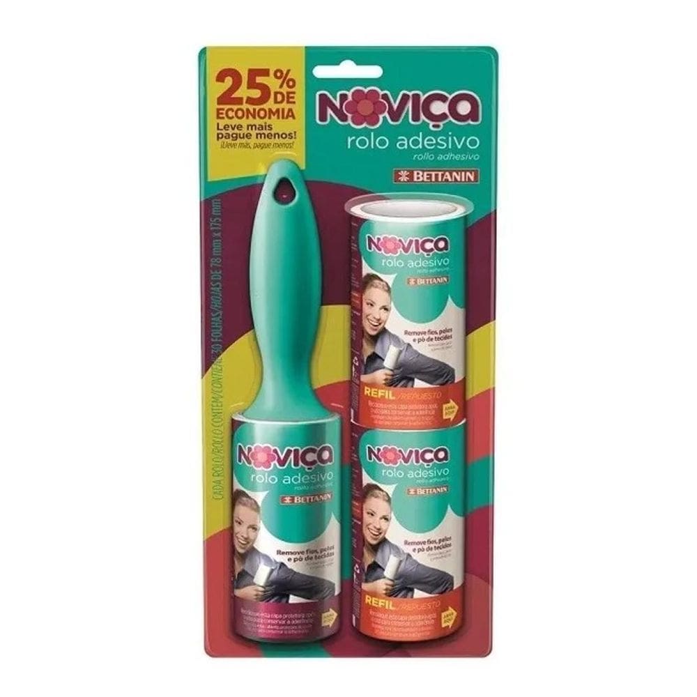 2X Rolo Adesivo Bt203 Com 2 Refis Noviça