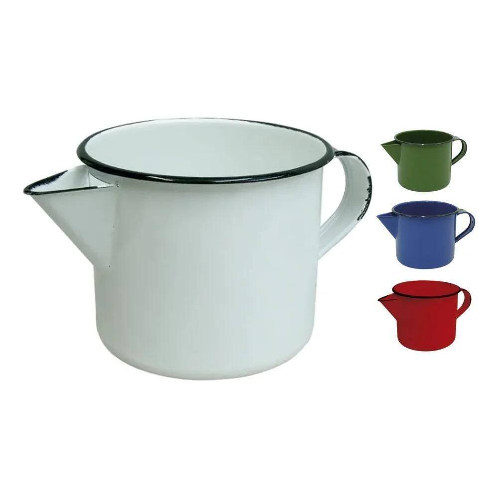 2X Caneca Leiteira Esmaltada 1 Litro Com Bico Para Ferver