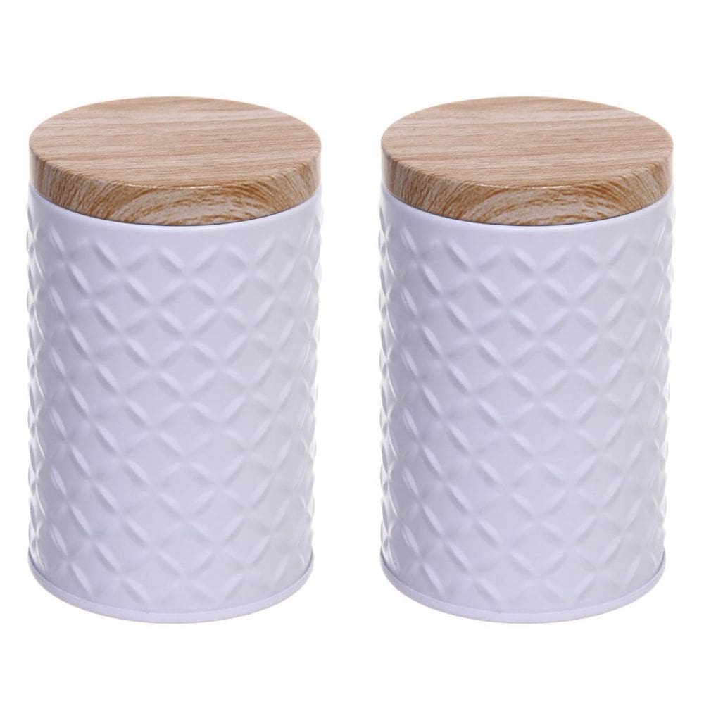 Kit 2 Latas Porta Mantimento Tampa Bambu Jogo De Mantimentos