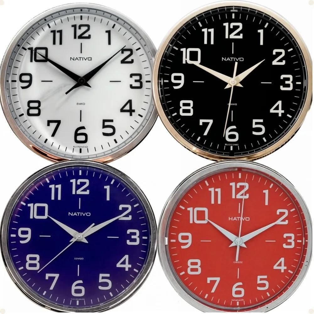 Relógio De Parede Cozinha Sala Analógico Metalizado