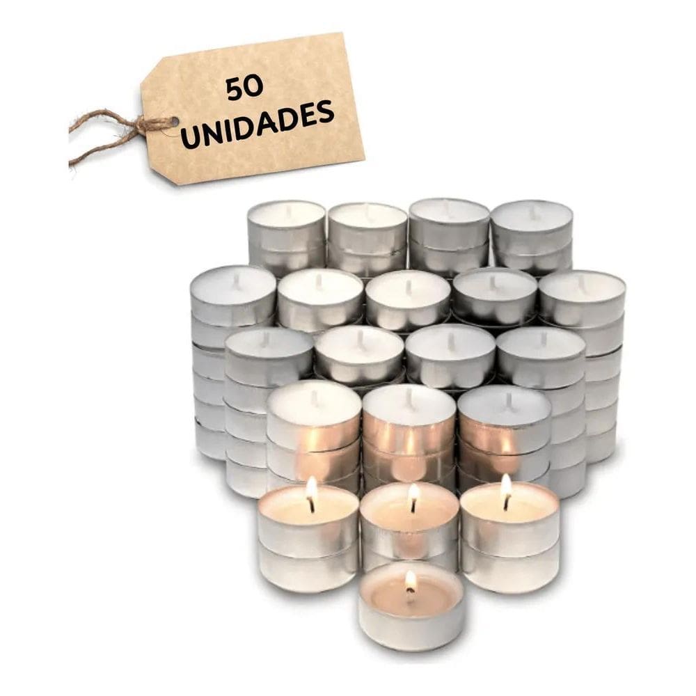 Kit 50 Velas Estilo Rechaud Com Suporte Em Alumínio Fondue