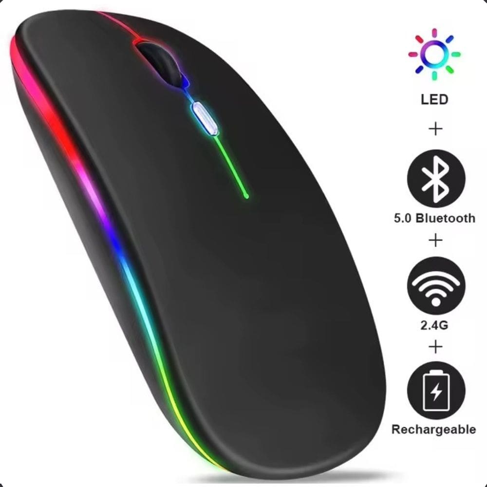 Mouse Sem Fio Bluetooth RGB Ergnomico Recarregável Gamer