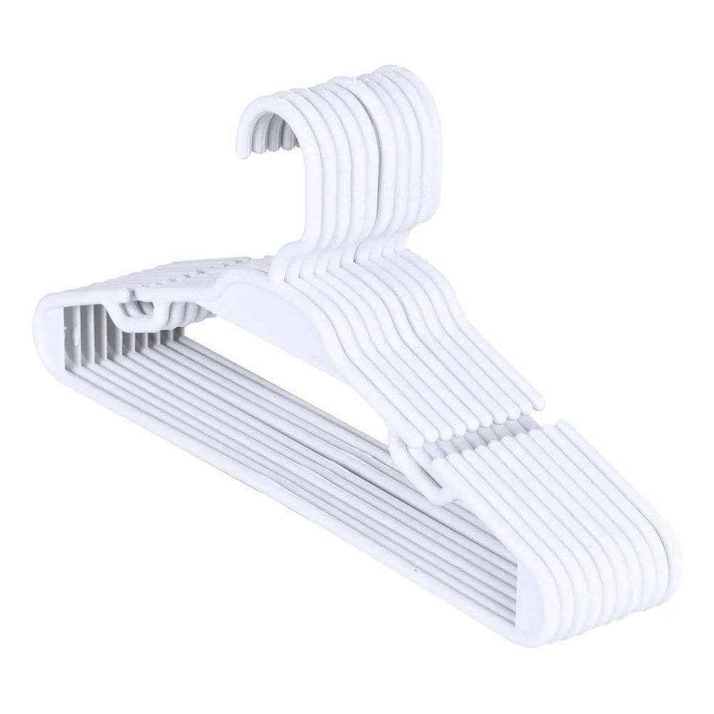 10X Kit 50 Cabides Infantis Para Roupa Infantil Bebê Branco