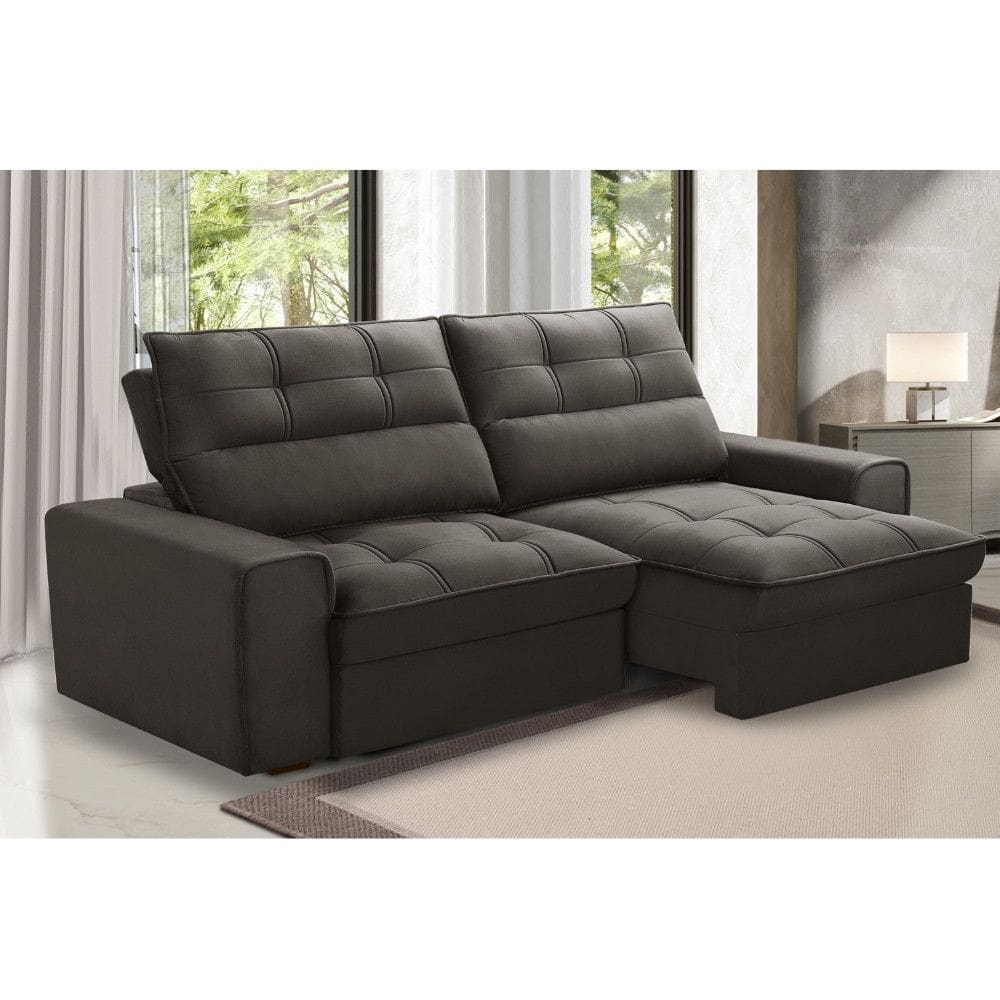 Sofá 3 Lugares Retrátil Reclinável 230cm Veludo Narbone Ferguile