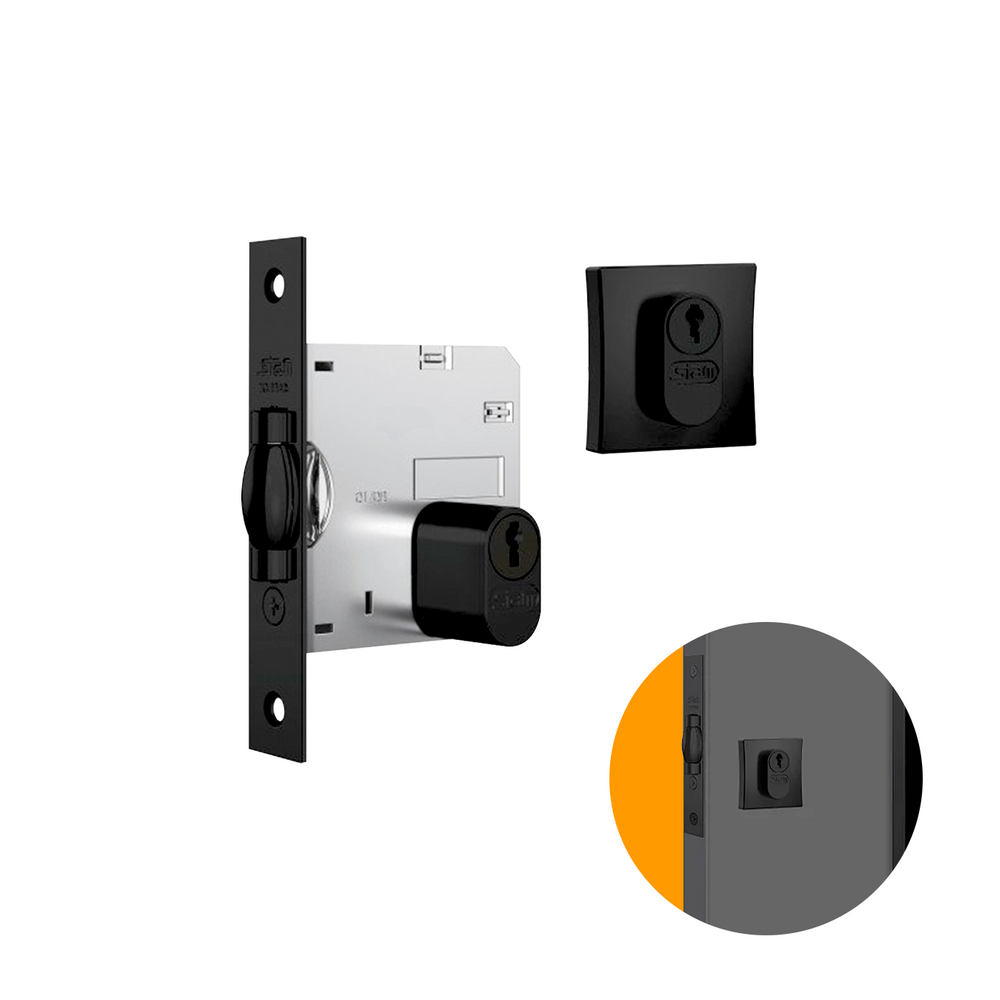 Fechadura Pivotante Cilindro 65 Mm 1005 Black