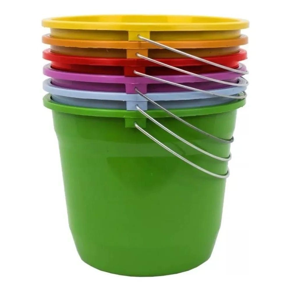 3X Kit 10 Baldes Plásticos Alça Reforçada 5 Litros Coloridos