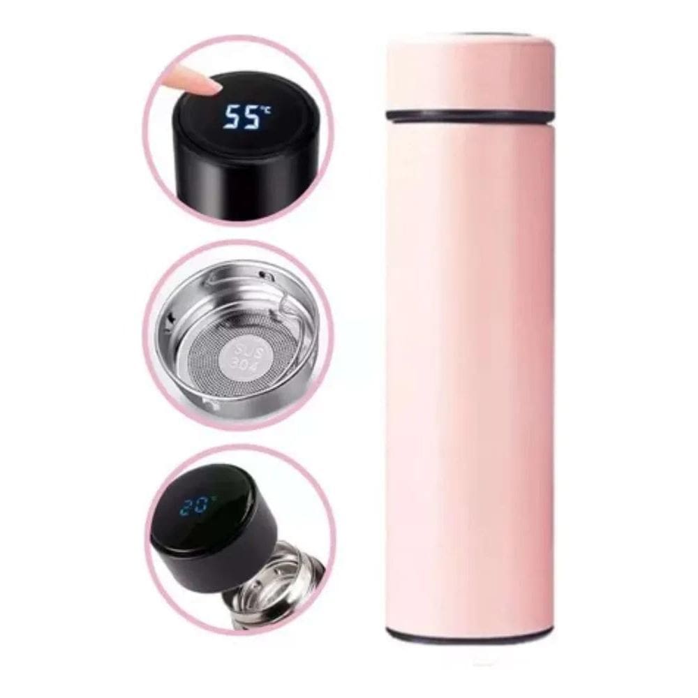 Garrafa Térmica De Aguá Café Inox Com Termômetro Digital Sm