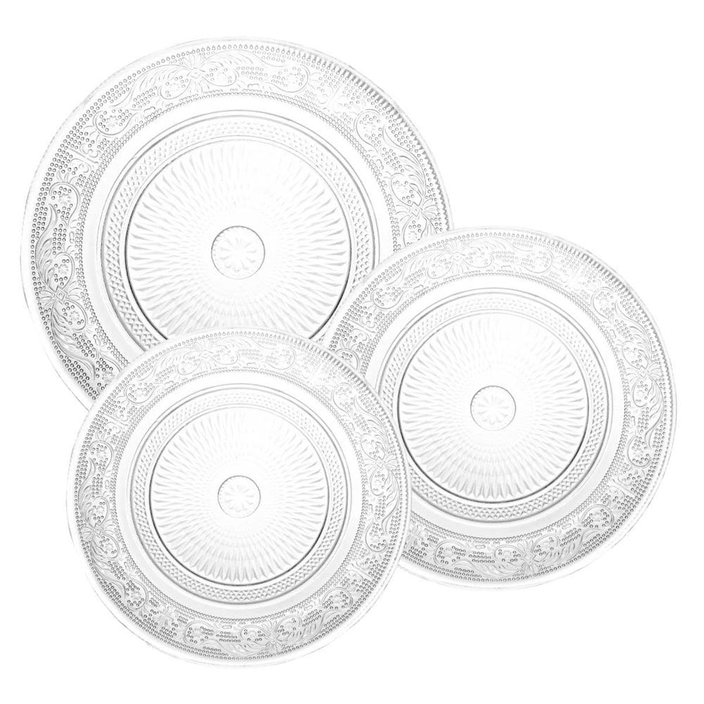 Jogo De 12 Pratos Aparelho Jantar Angel Lyor Transparente