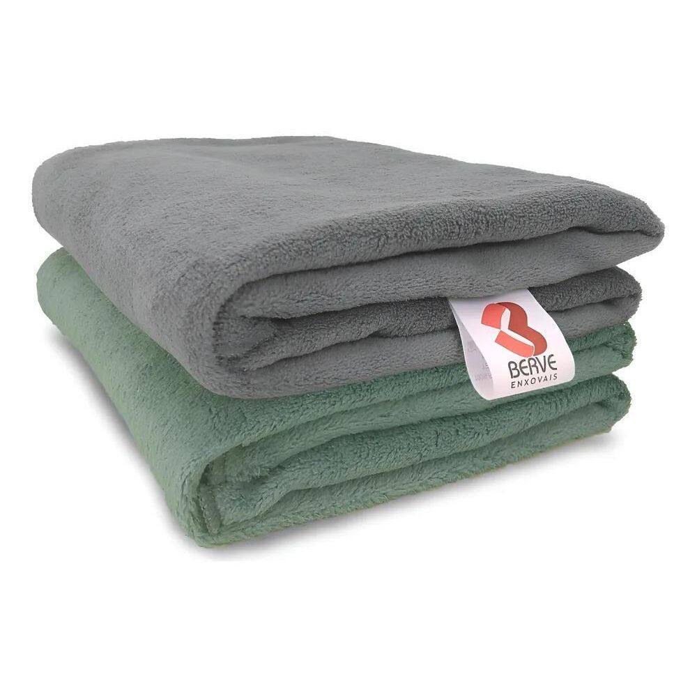 Kit 2 Cobertor Manta Pet Cachorro Gato Soft 1, Cinza/Verde